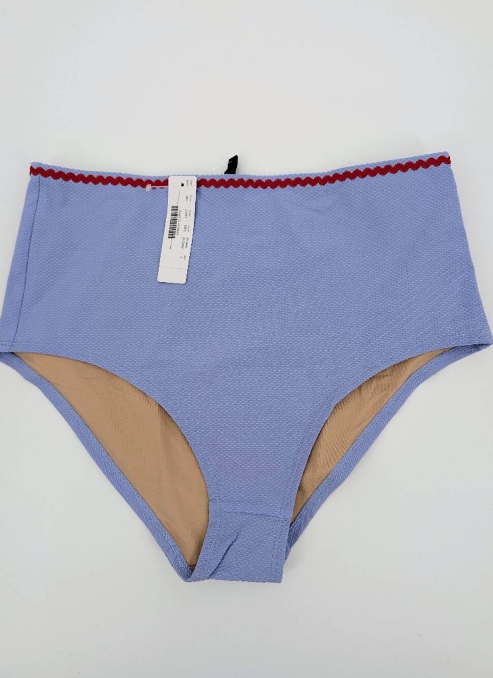 J Crew High-waisted bikini bottom with rickrack Size S NWT Periwinkle Blue
